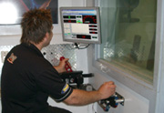 Michael works on an engine on the dyno